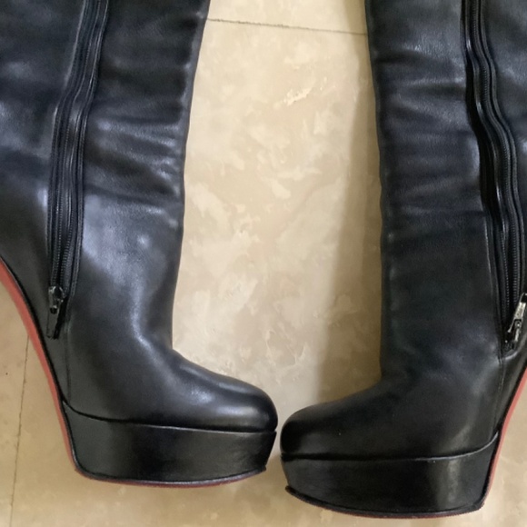 Christian Louboutin Black leather knee high  Bianca Botta 140 Boot size 39.5 IT - Picture 7 of 14